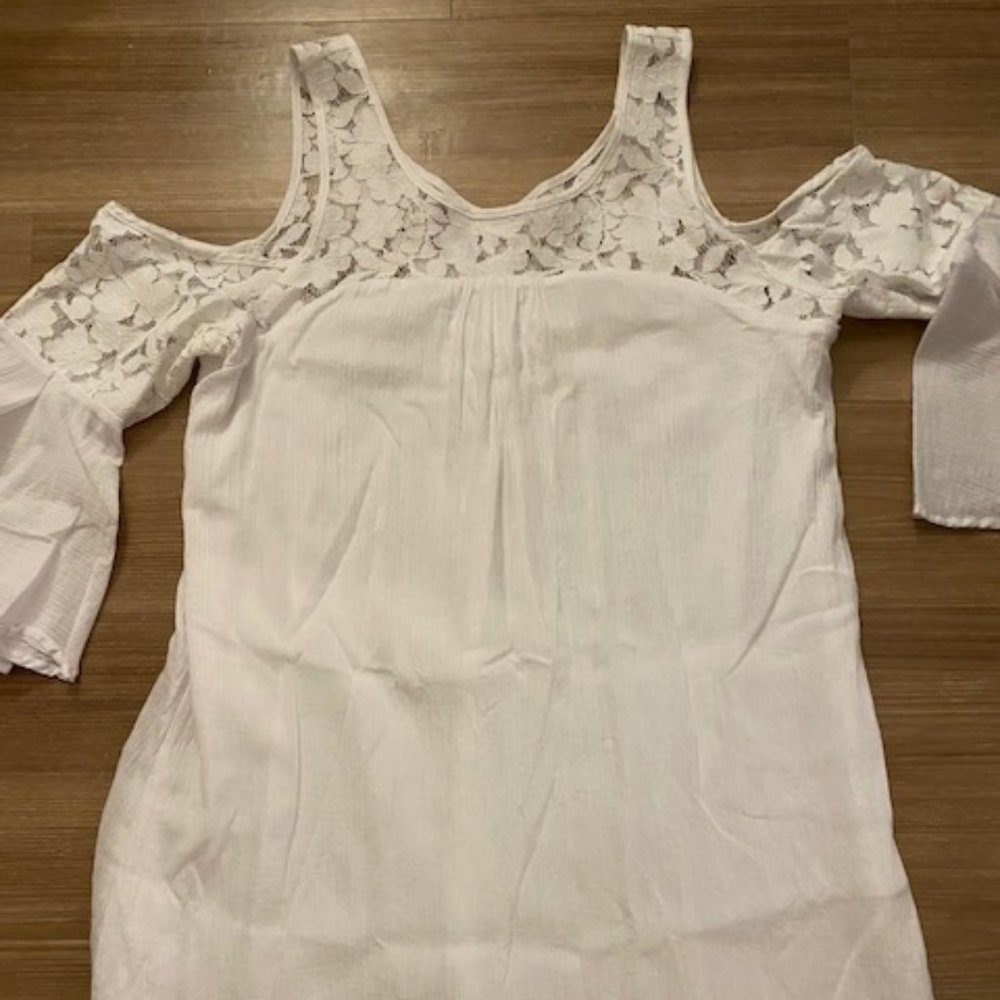 MIAMI WOMENS LACE OPEN SHOULDER LONG TOP DRESS